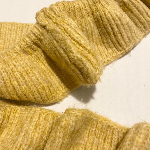 Zara Long Knit Yellow Scarf Ruffle Rouched Wrap Around Neck Warmer Youth - Picture 7 of 13